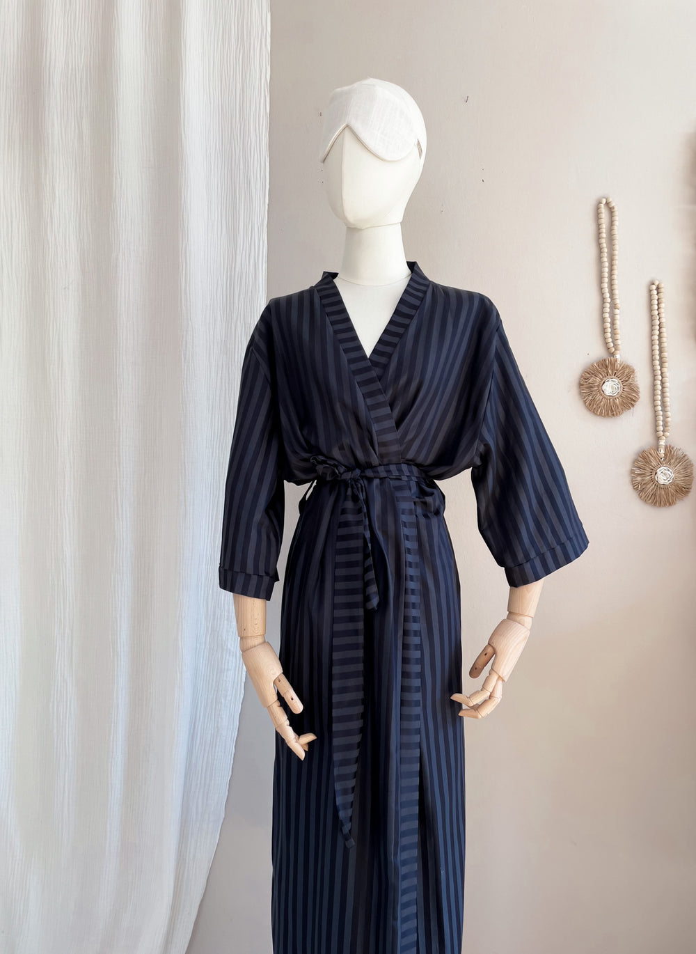 Stripe viscose kimono / midnight