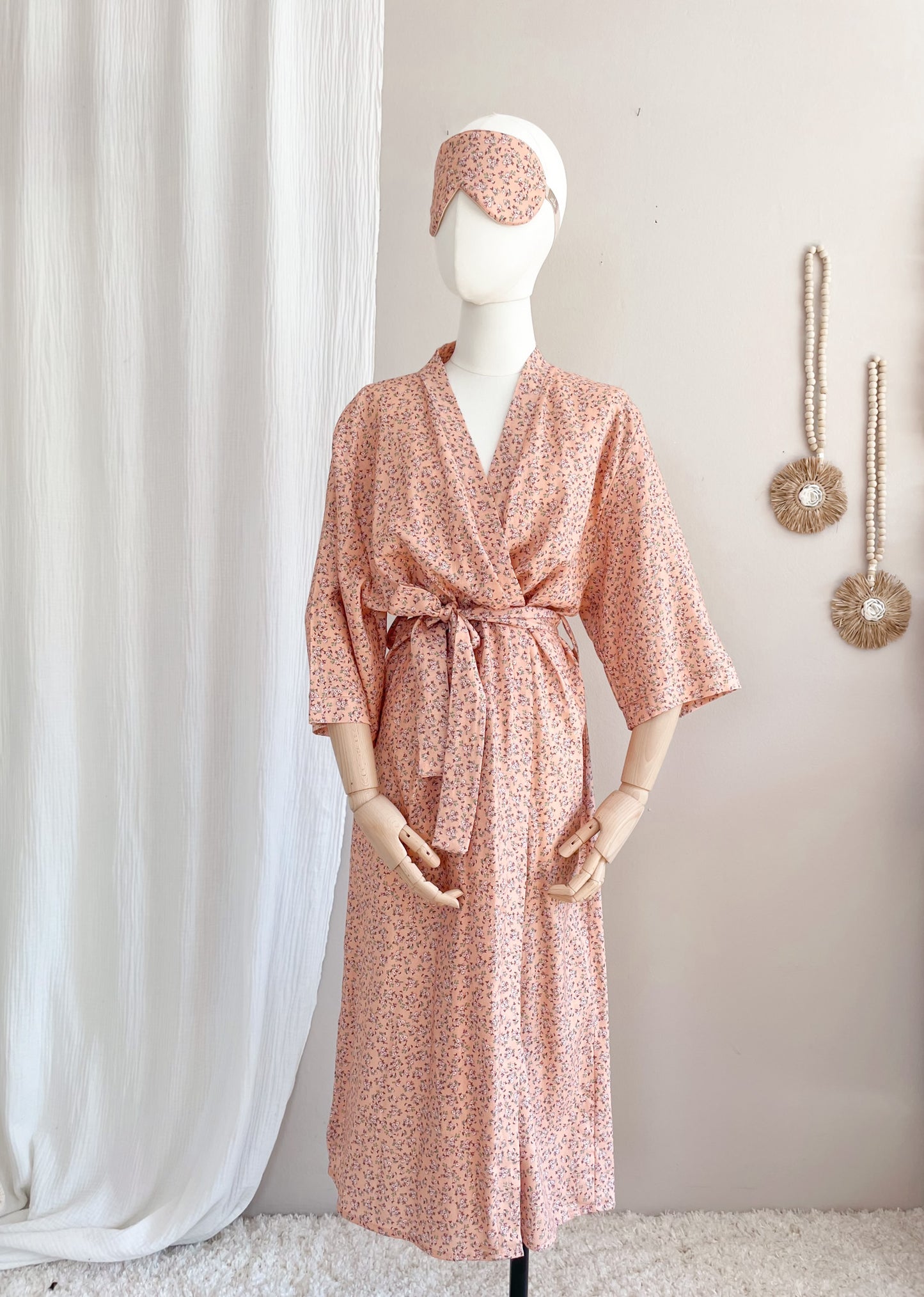 Linen + viscose kimono / little flowers - peach