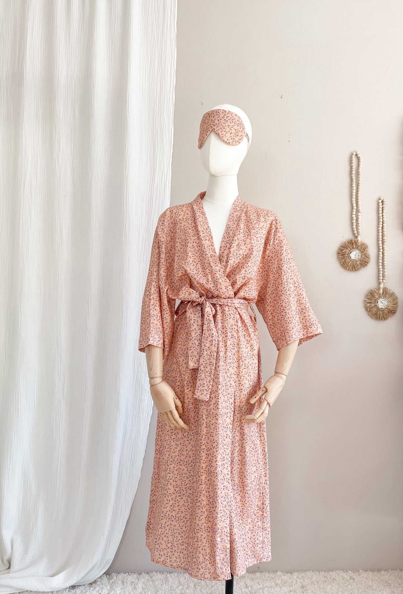 Linen + viscose kimono / little flowers - peach