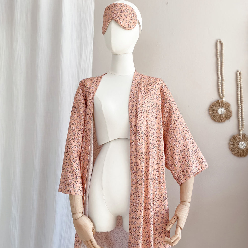 Linen + viscose kimono / little flowers - peach