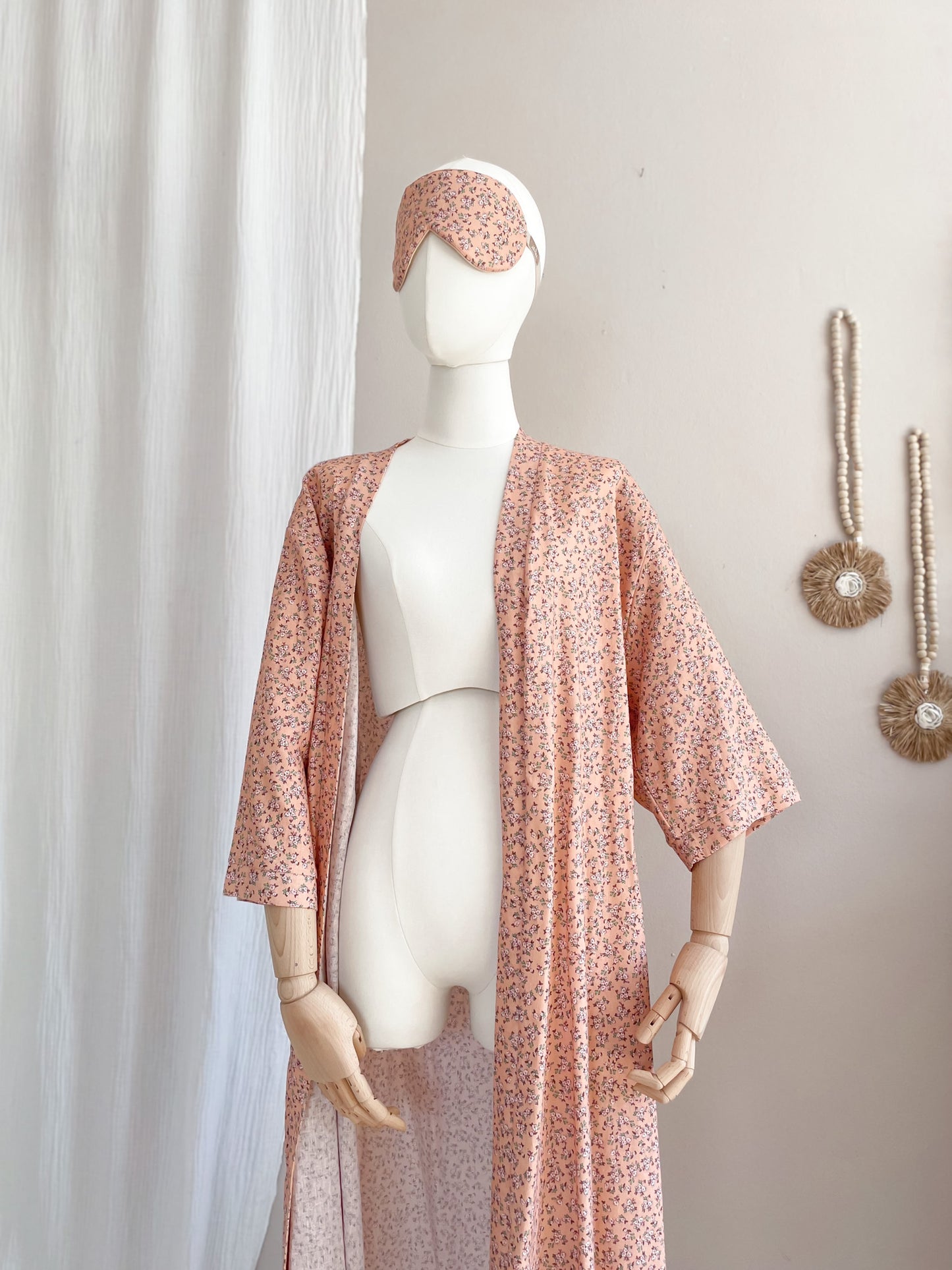 Linen + viscose kimono / little flowers - peach