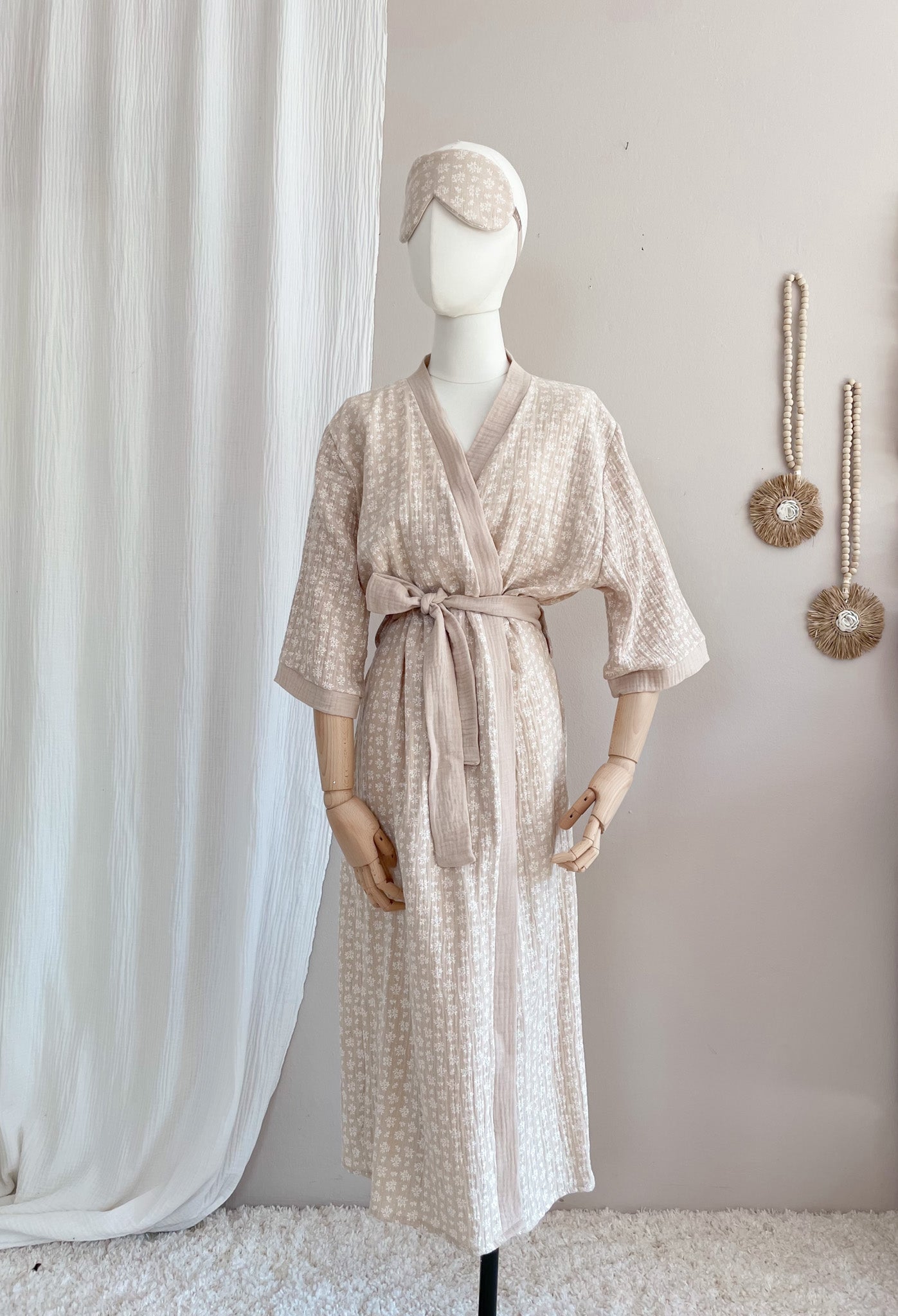 Muslin kimono /  branches - beige