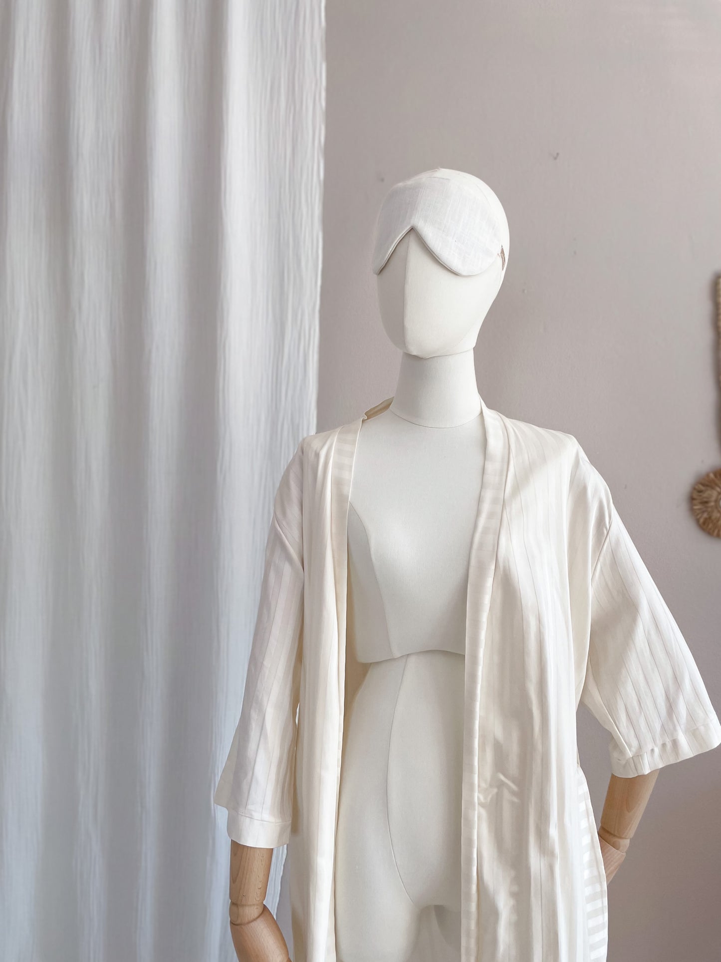 Stripe viscose kimono / ivory