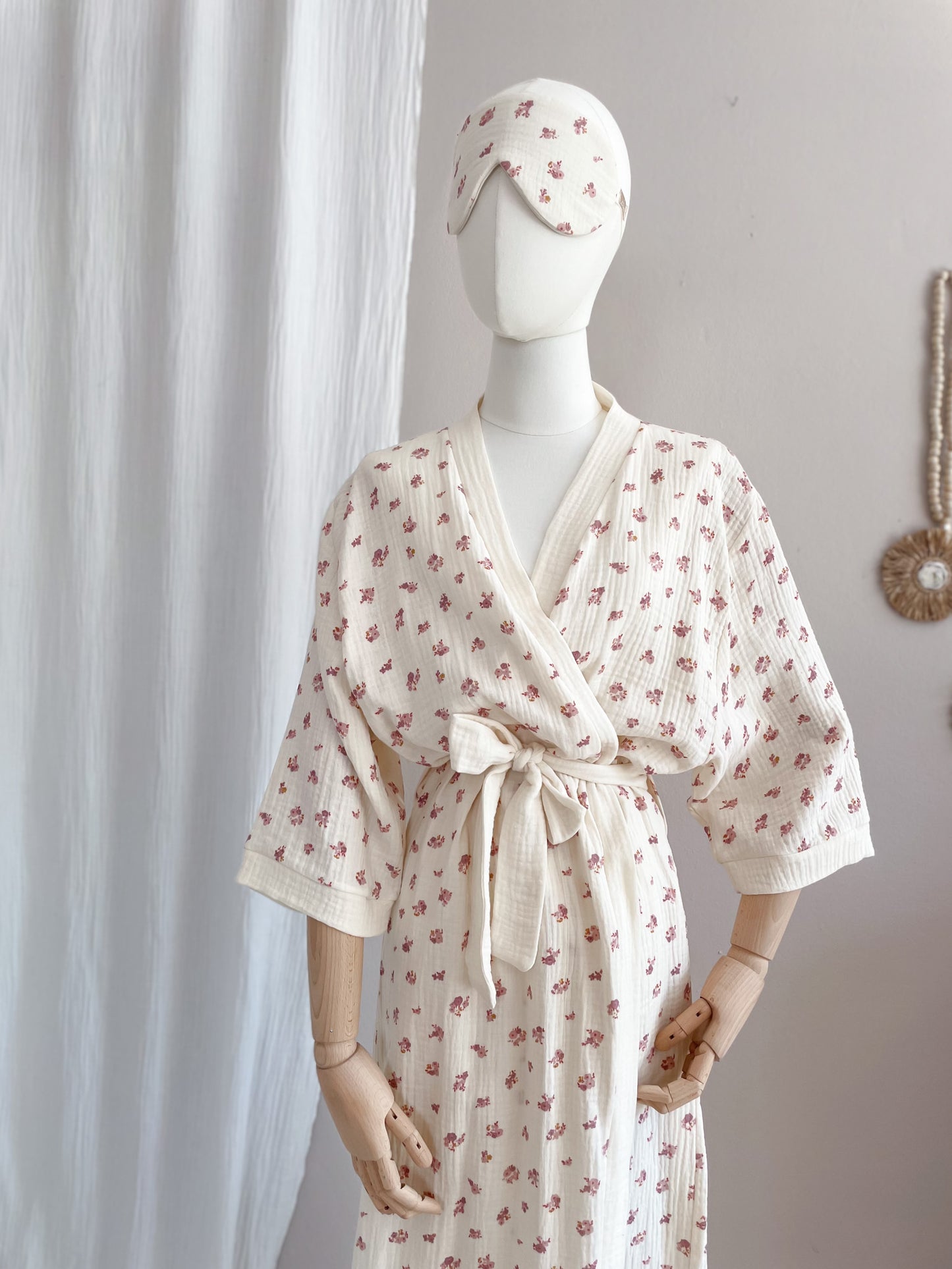 Muslin kimono / vintage floral - ecru