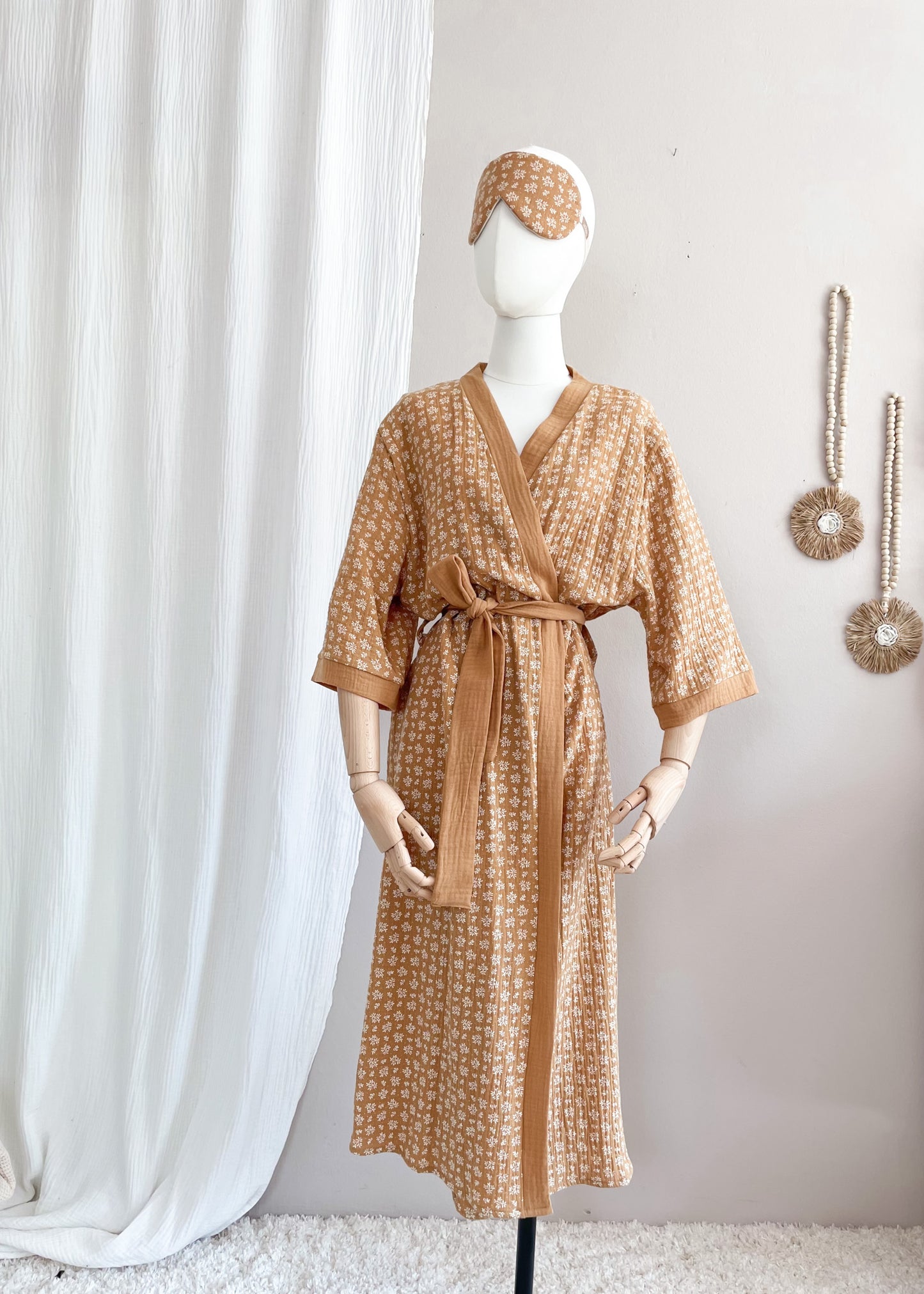 Muslin kimono /  branches - caramel