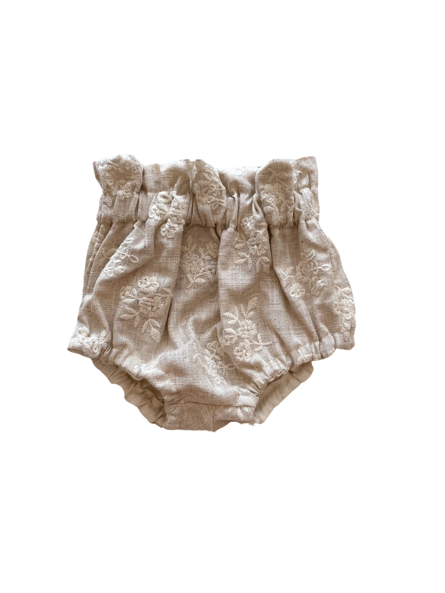 Baby bloomers / linen embroidered bouquets