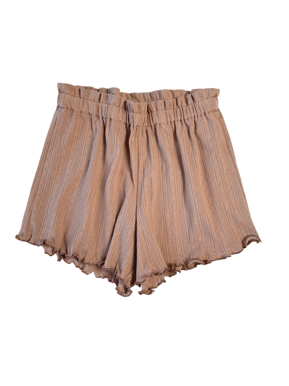 Pointoille ruffle shorts / cacao