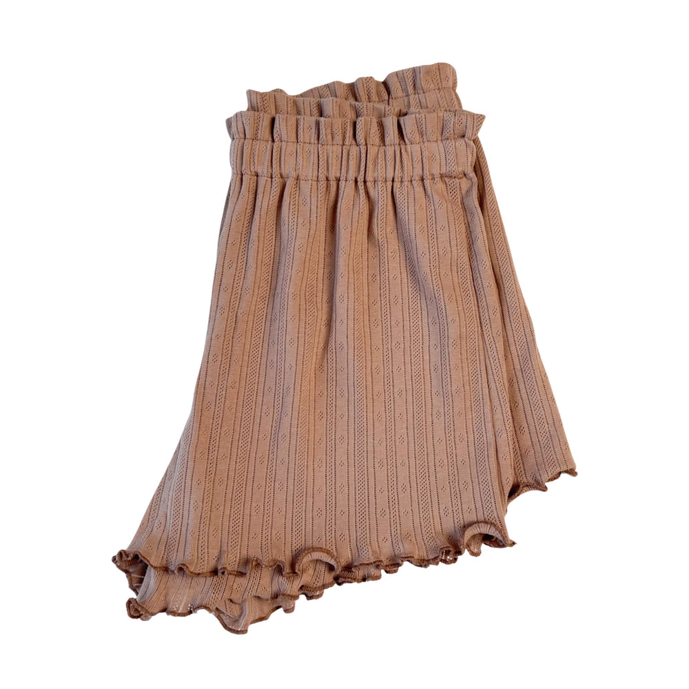 Pointoille ruffle shorts / cacao