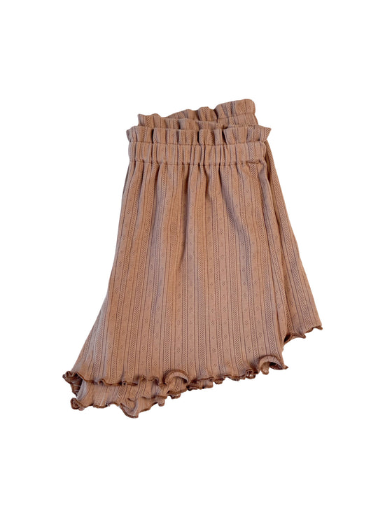 Pointoille ruffle shorts / cacao