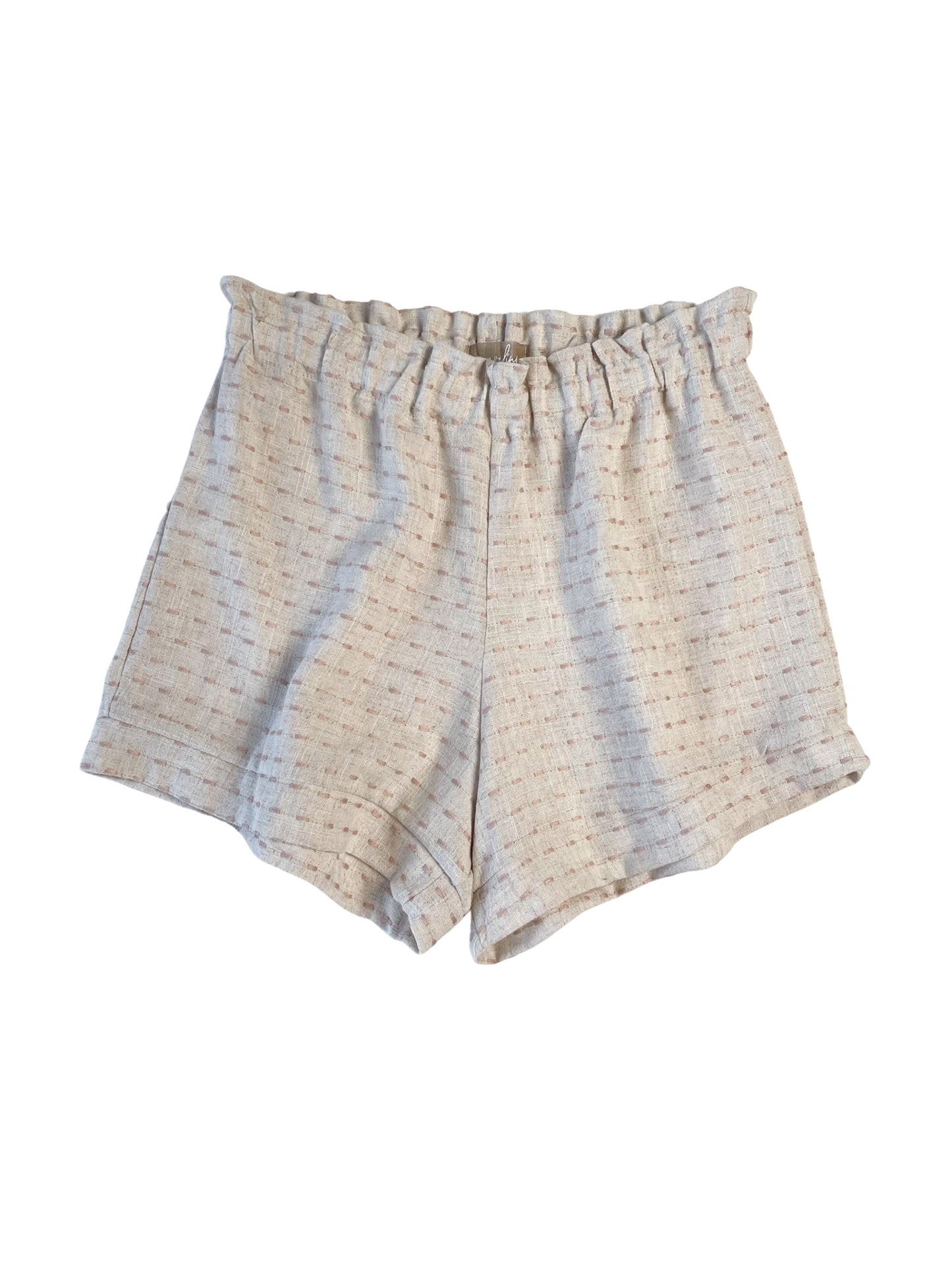 Linen ruffle shorts / rose stripes