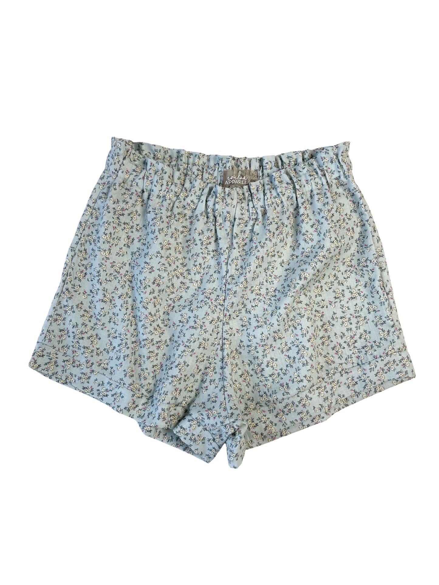 Linen ruffle shorts / mint
