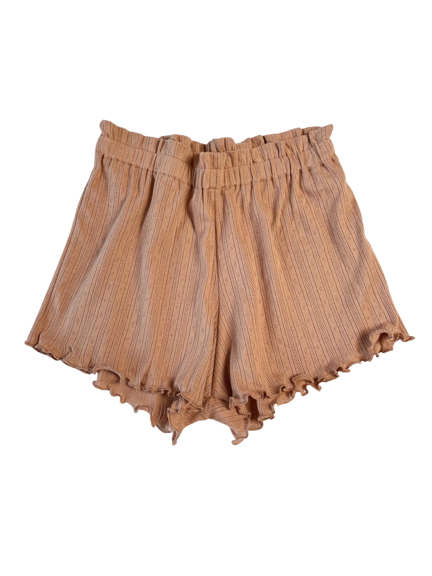 Pointoille ruffle shorts / caramel