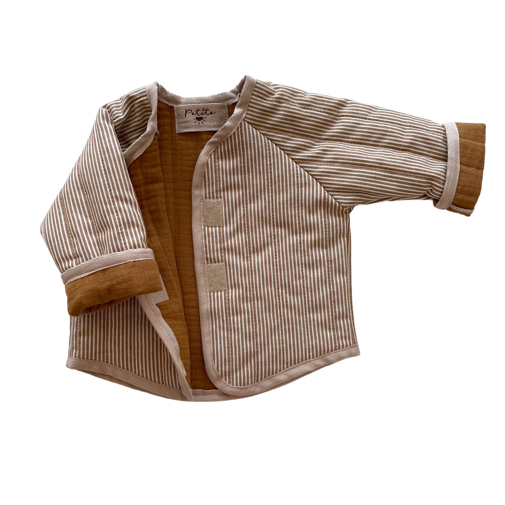 Baby & toddler teddy jacket / stripes - caramel