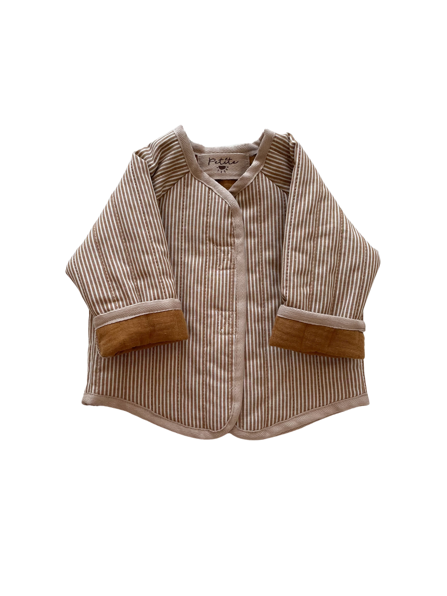 Baby & toddler teddy jacket / stripes - caramel
