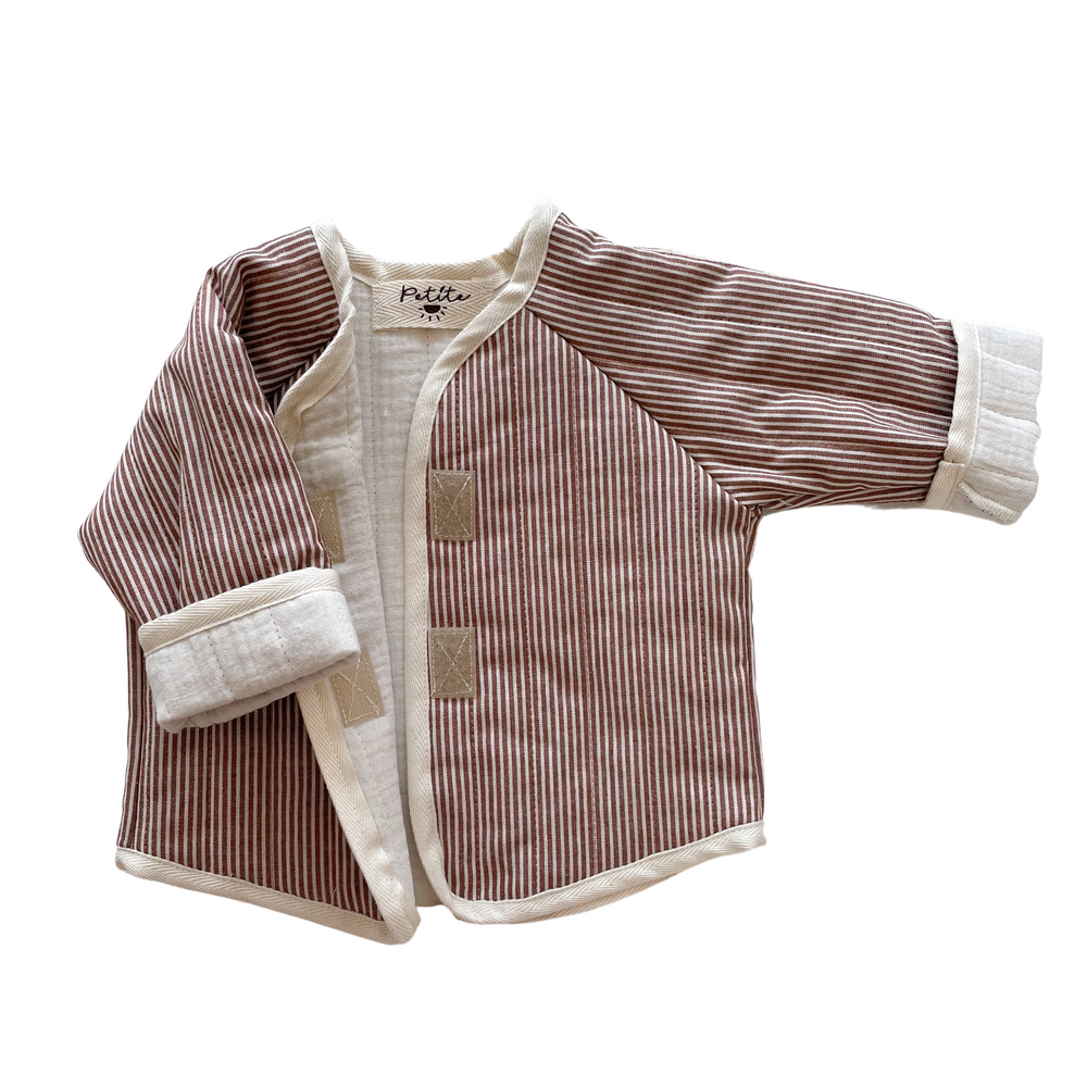 Baby & toddler teddy jacket / stripes - chestnut