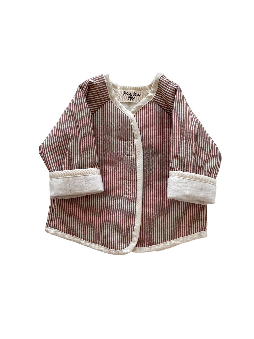 Baby & toddler teddy jacket / stripes - chestnut