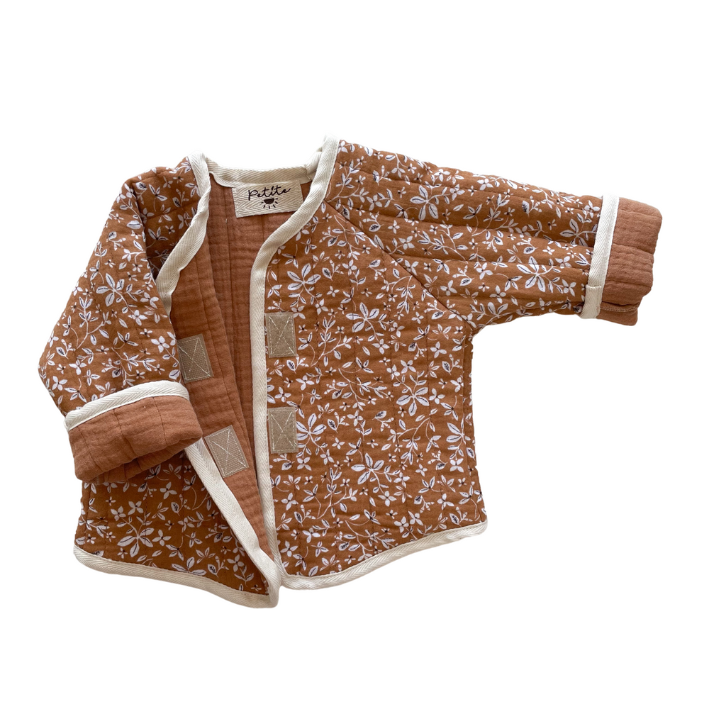 Baby & toddler teddy jacket / caramel flowers