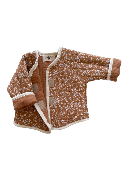 Load image into Gallery viewer, Baby &amp;amp; toddler teddy jacket / caramel flowers
