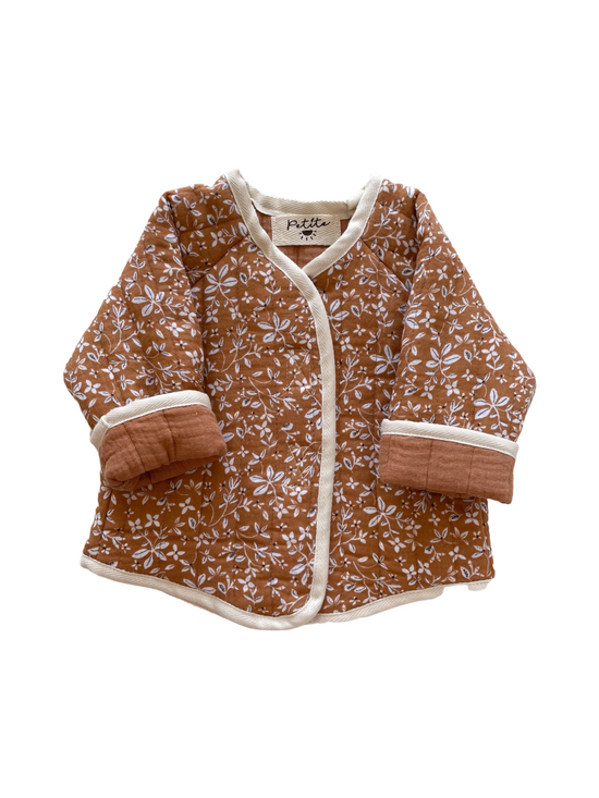Load image into Gallery viewer, Baby &amp;amp; toddler teddy jacket / caramel flowers

