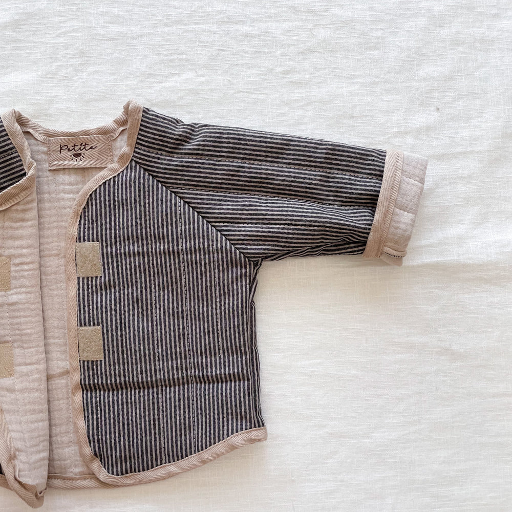 
                      
                        Baby & toddler teddy jacket / stripes - charcoal
                      
                    