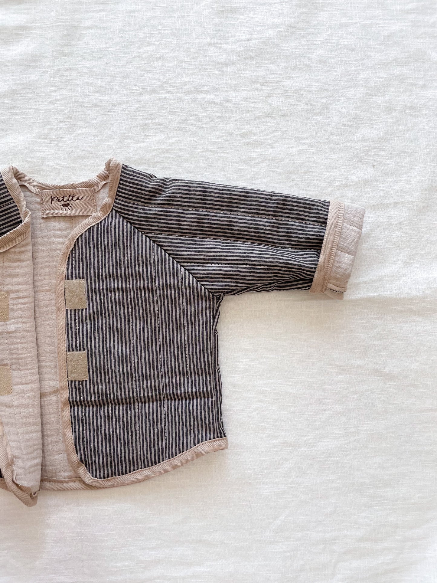 Baby & toddler teddy jacket / stripes - charcoal