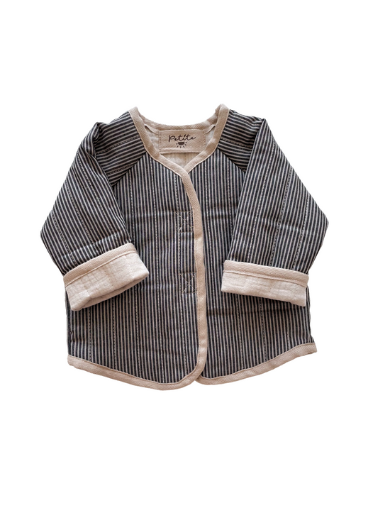 Baby & toddler teddy jacket / stripes - charcoal