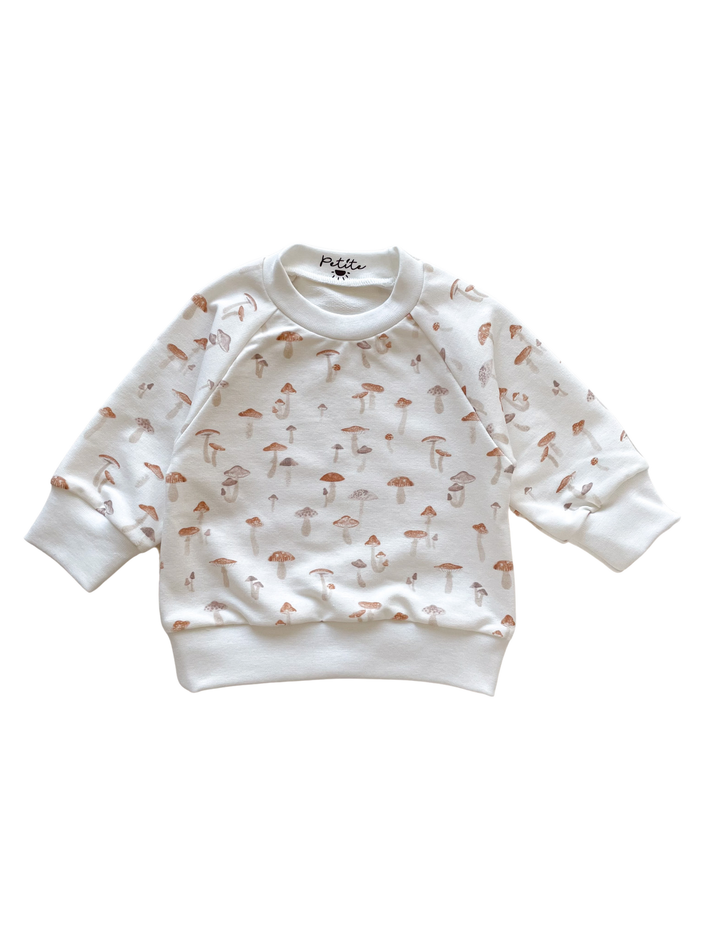 Baby cotton sweatshirt / tiny mushrooms