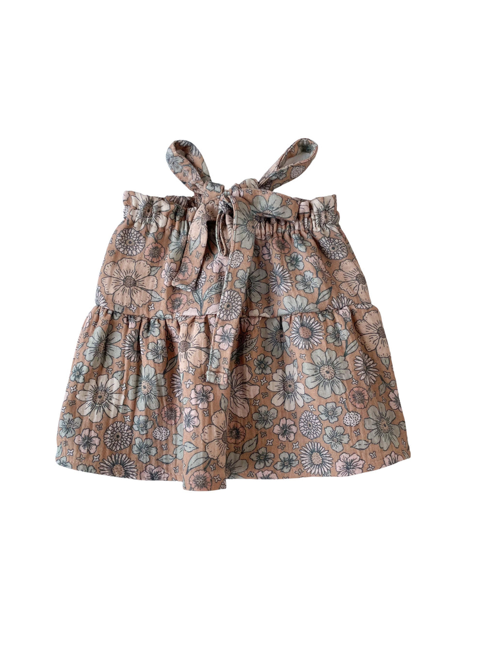 Baby muslin dress / bold floral - caramel