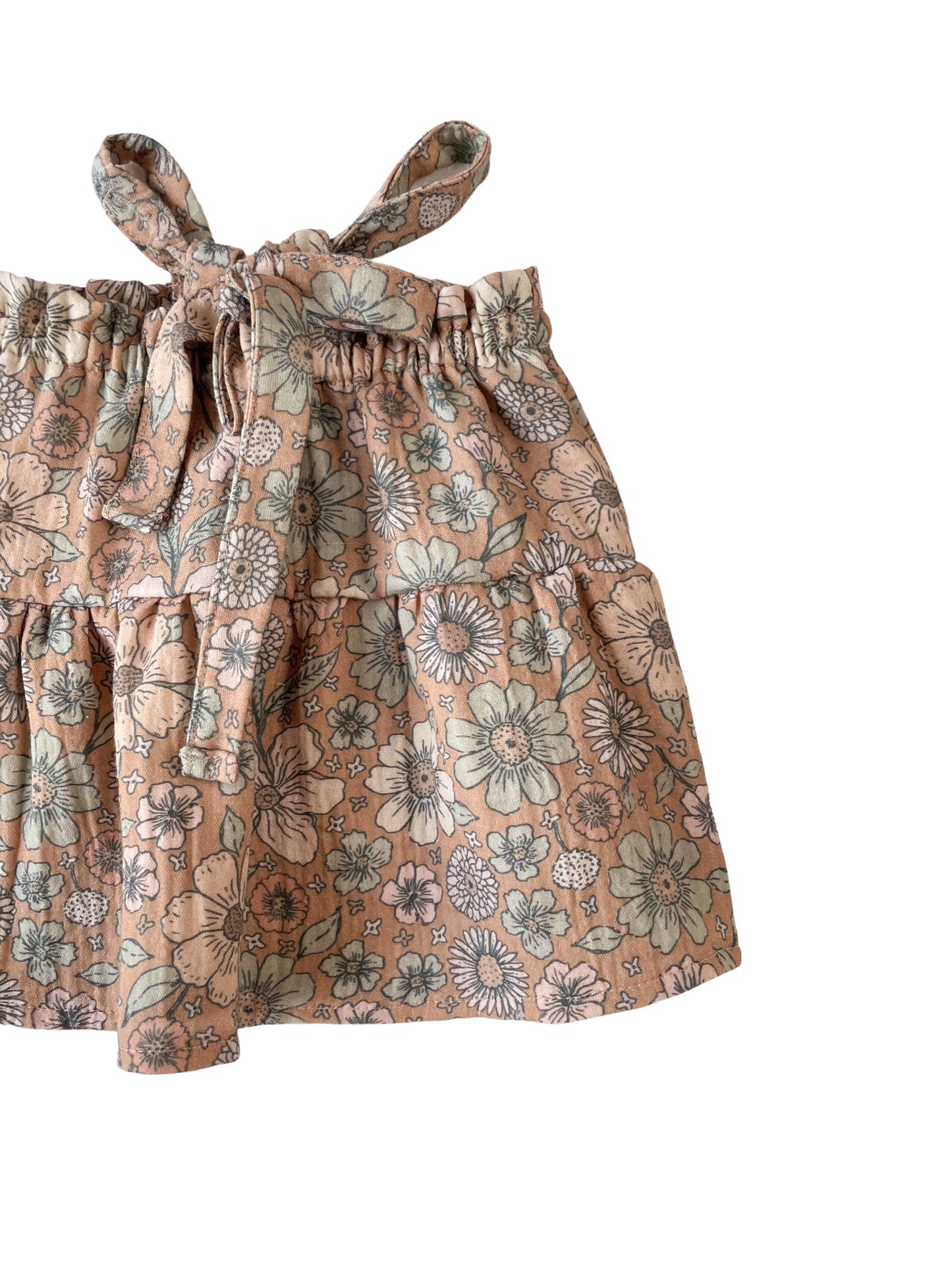 Baby muslin dress / bold floral - caramel