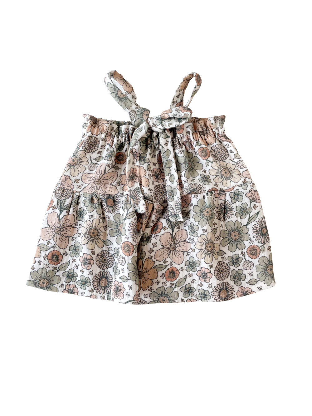 Baby muslin dress / bold floral - ecru