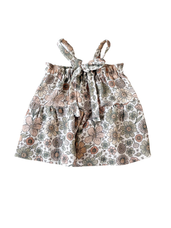 Load image into Gallery viewer, Baby muslin dress / bold floral - ecru
