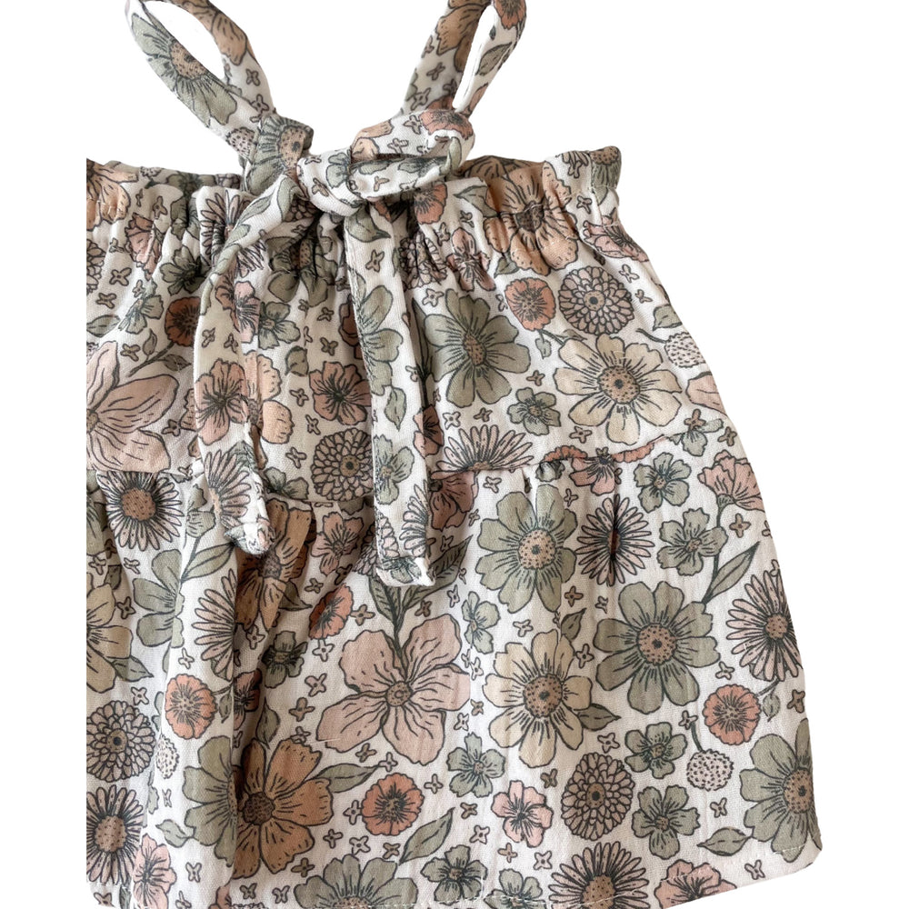 Baby muslin dress / bold floral - ecru