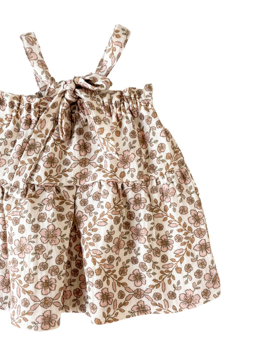 Baby muslin dress / boho floral garland