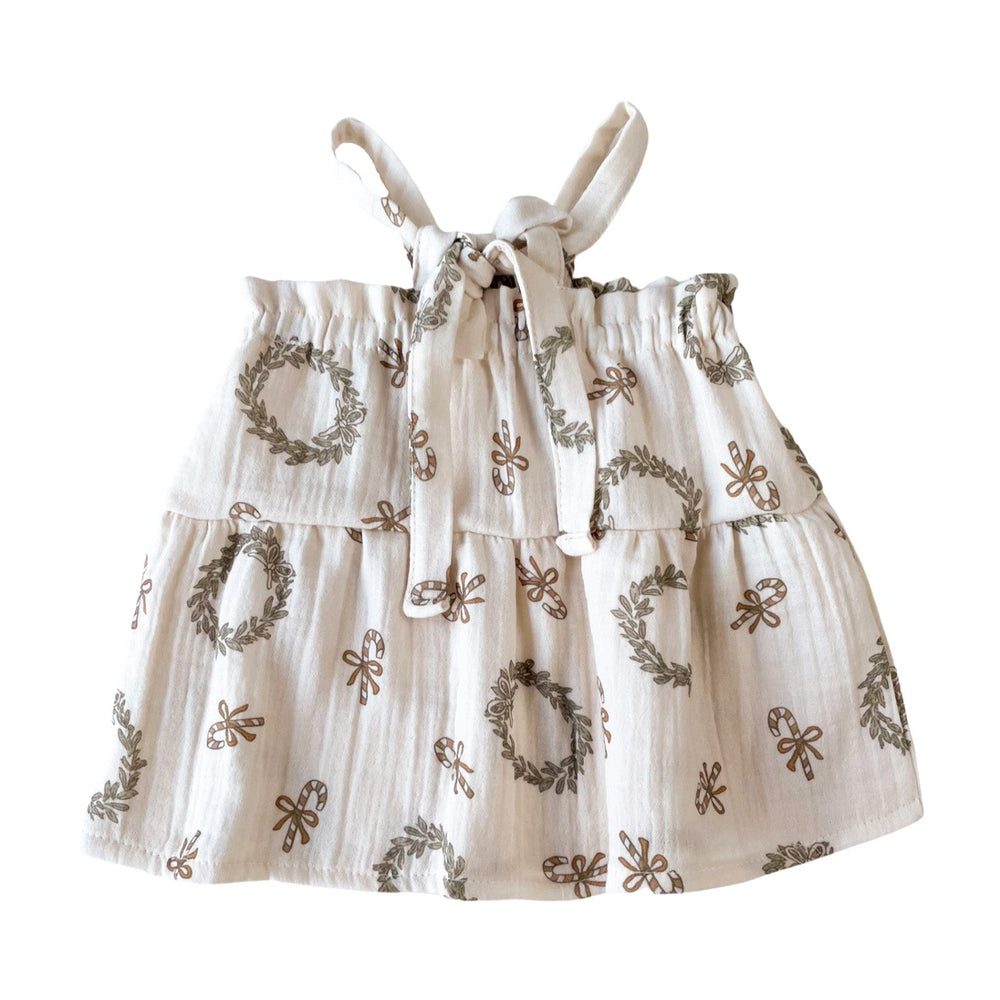 Baby muslin dress / christmas wreaths