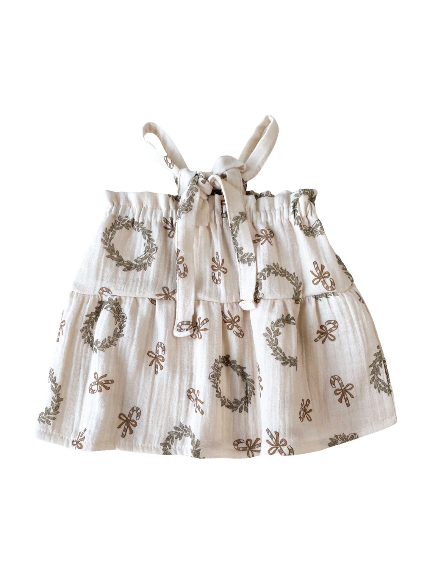 Baby muslin dress / christmas wreaths