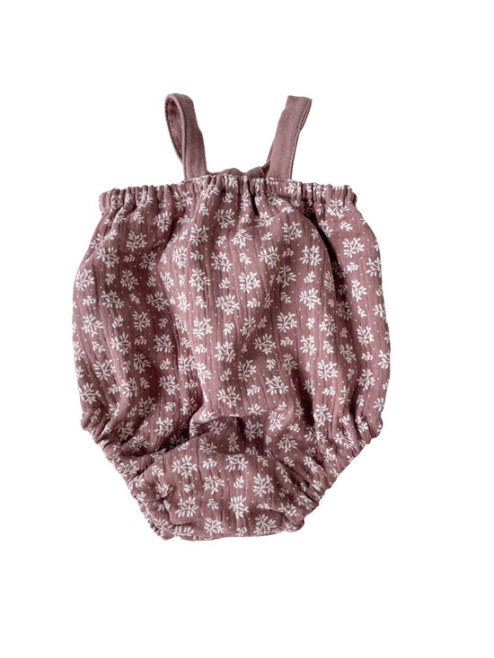 Load image into Gallery viewer, Muslin romper / branches - dark mauve
