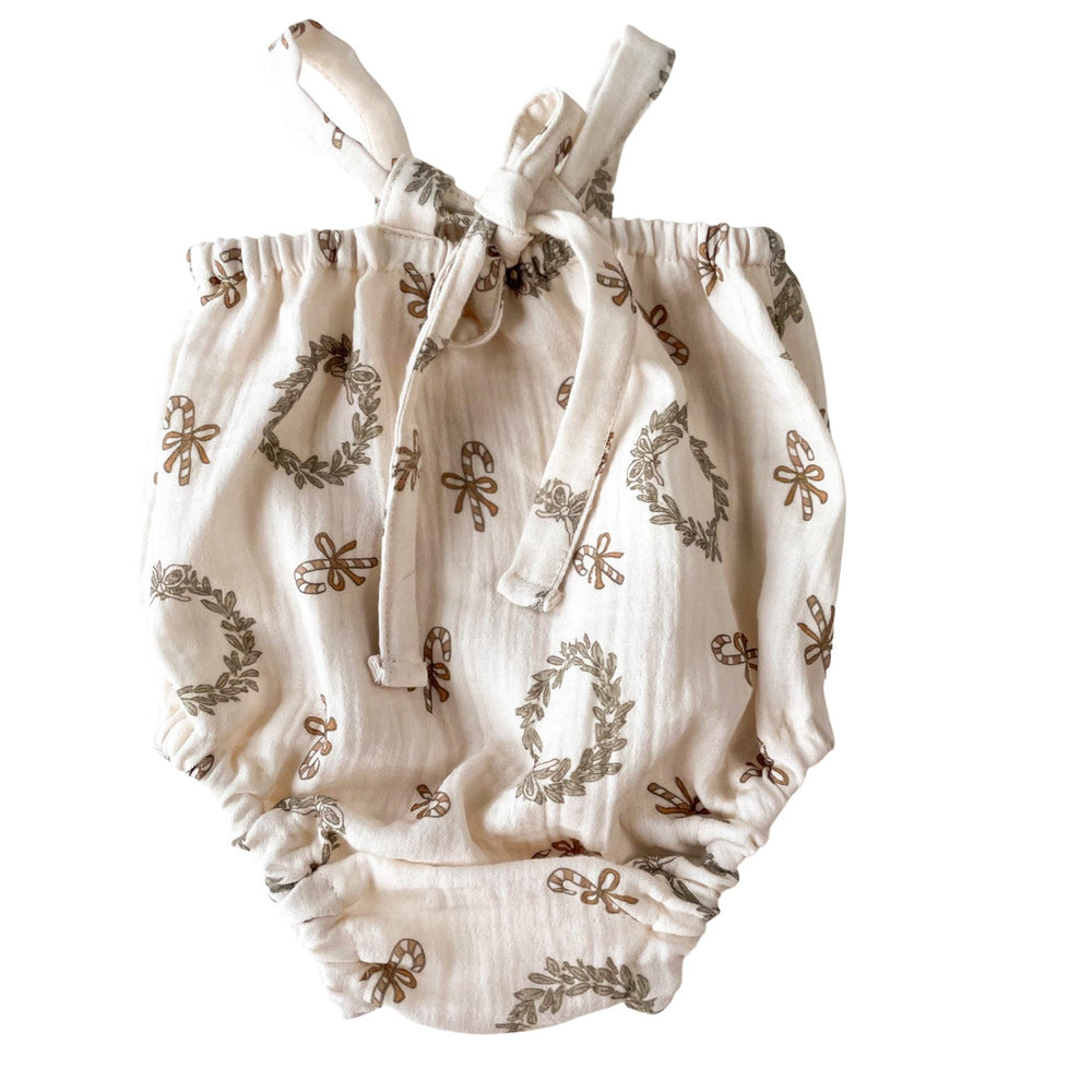 Muslin romper / candy canes