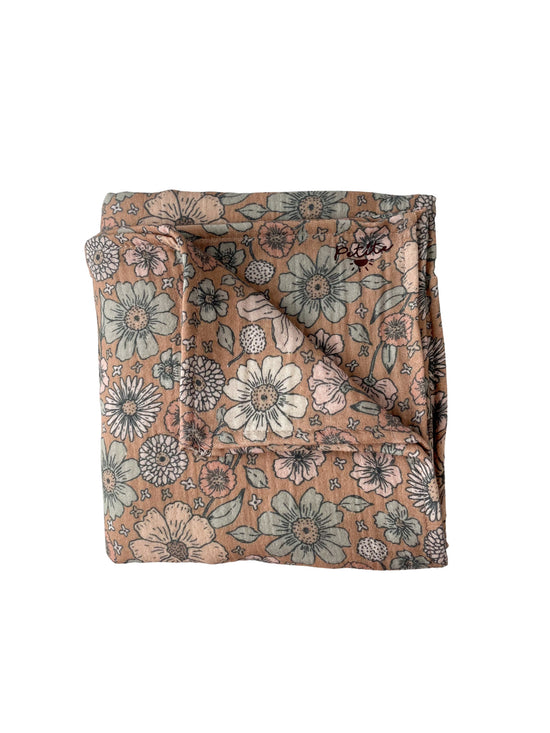 Baby swaddle / bold floral - caramel