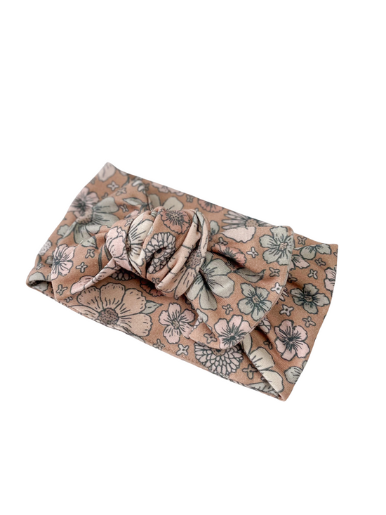 Load image into Gallery viewer, Bow headband / bold floral - caramel
