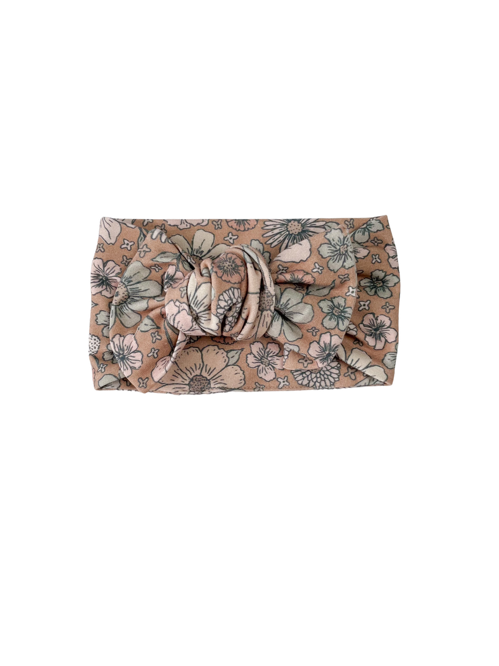 Bow headband / bold floral - caramel