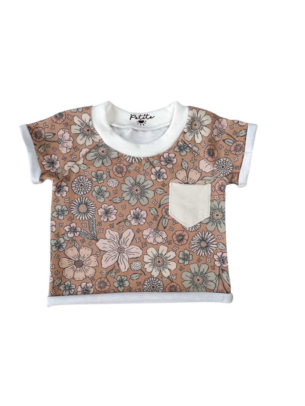 Jersey t-shirt / bold floral caramel