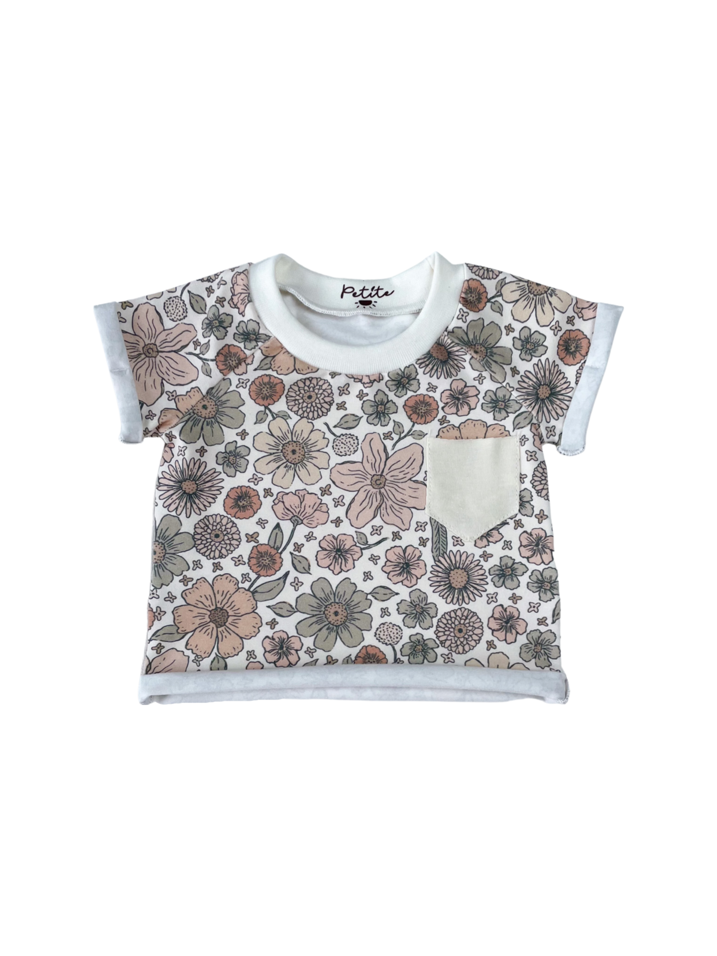 Jersey t-shirt / bold floral - ecru