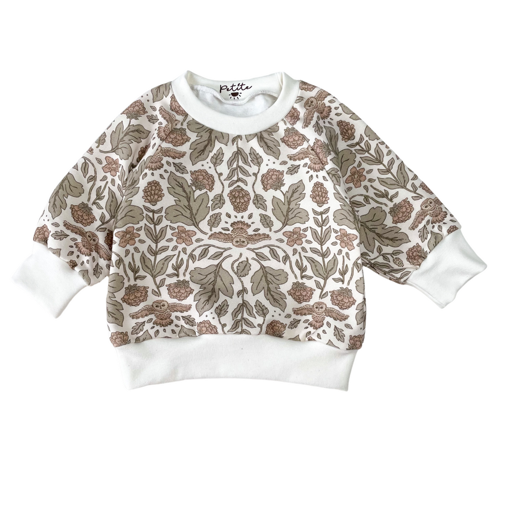 
                      
                        Baby cotton sweatshirt / botanical owls - ecru
                      
                    