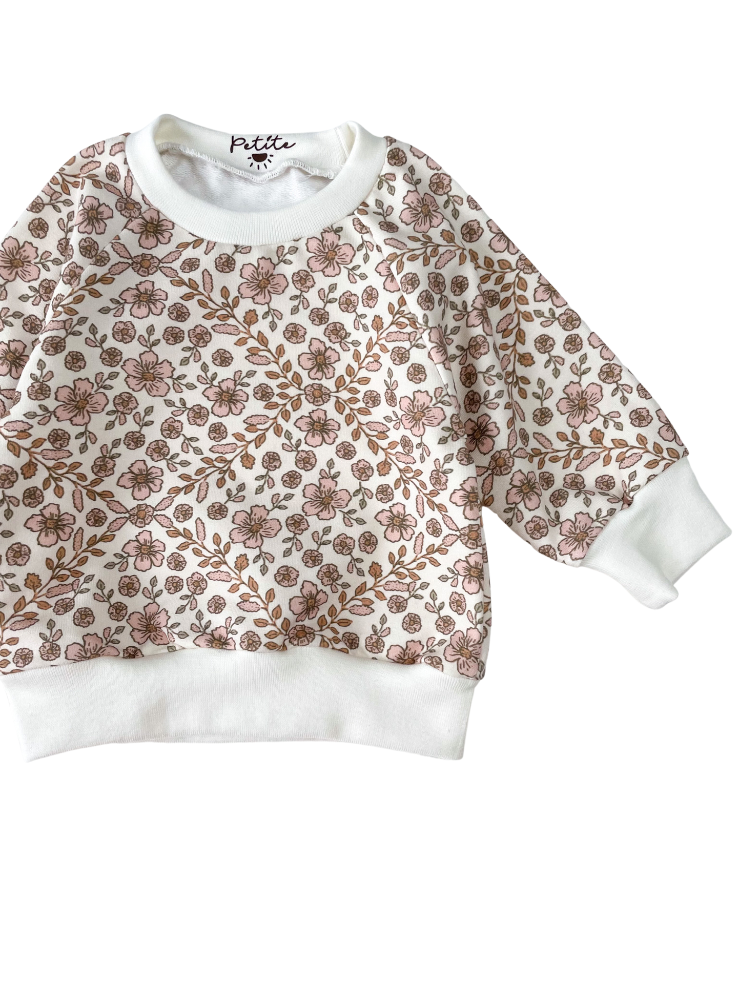 Baby cotton sweatshirt / boho floral garland