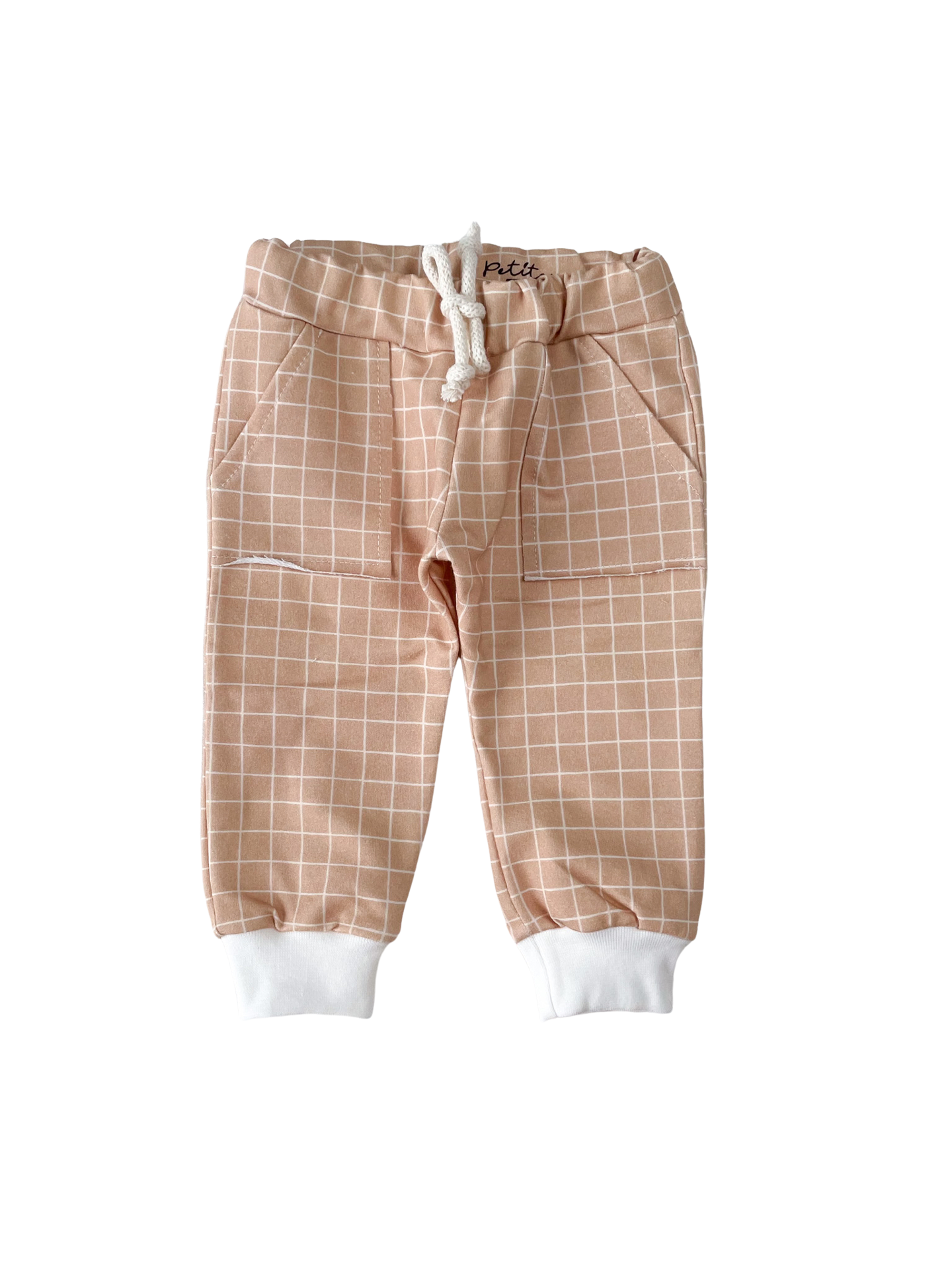 Baby sweatpants / caramel checkers