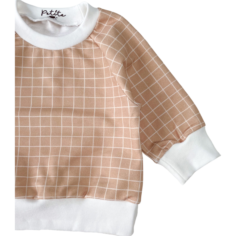 Baby cotton sweatshirt / caramel checkers