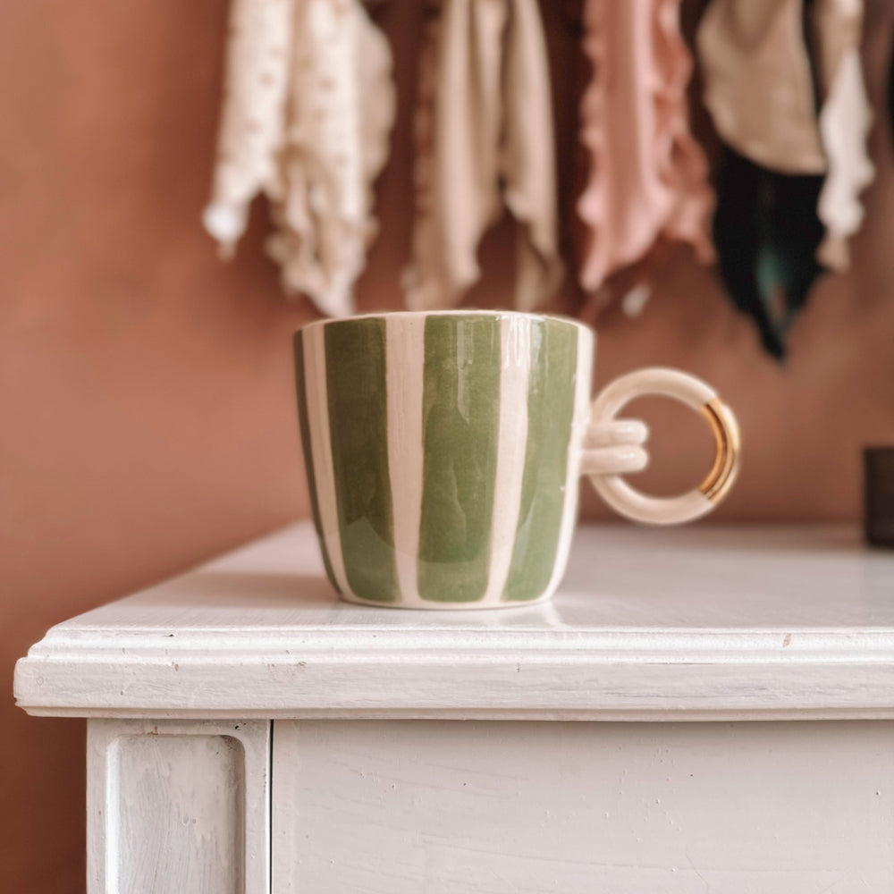 Coffee mug - sage stripes