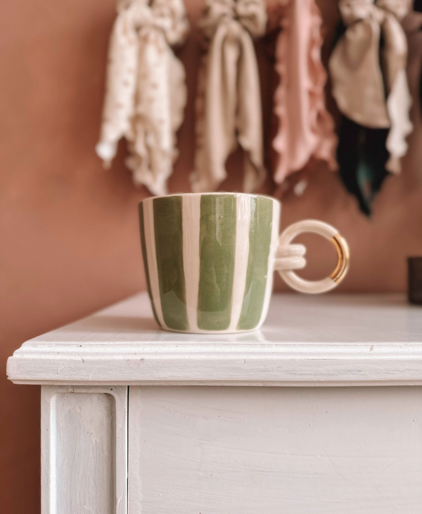 Coffee mug - sage stripes