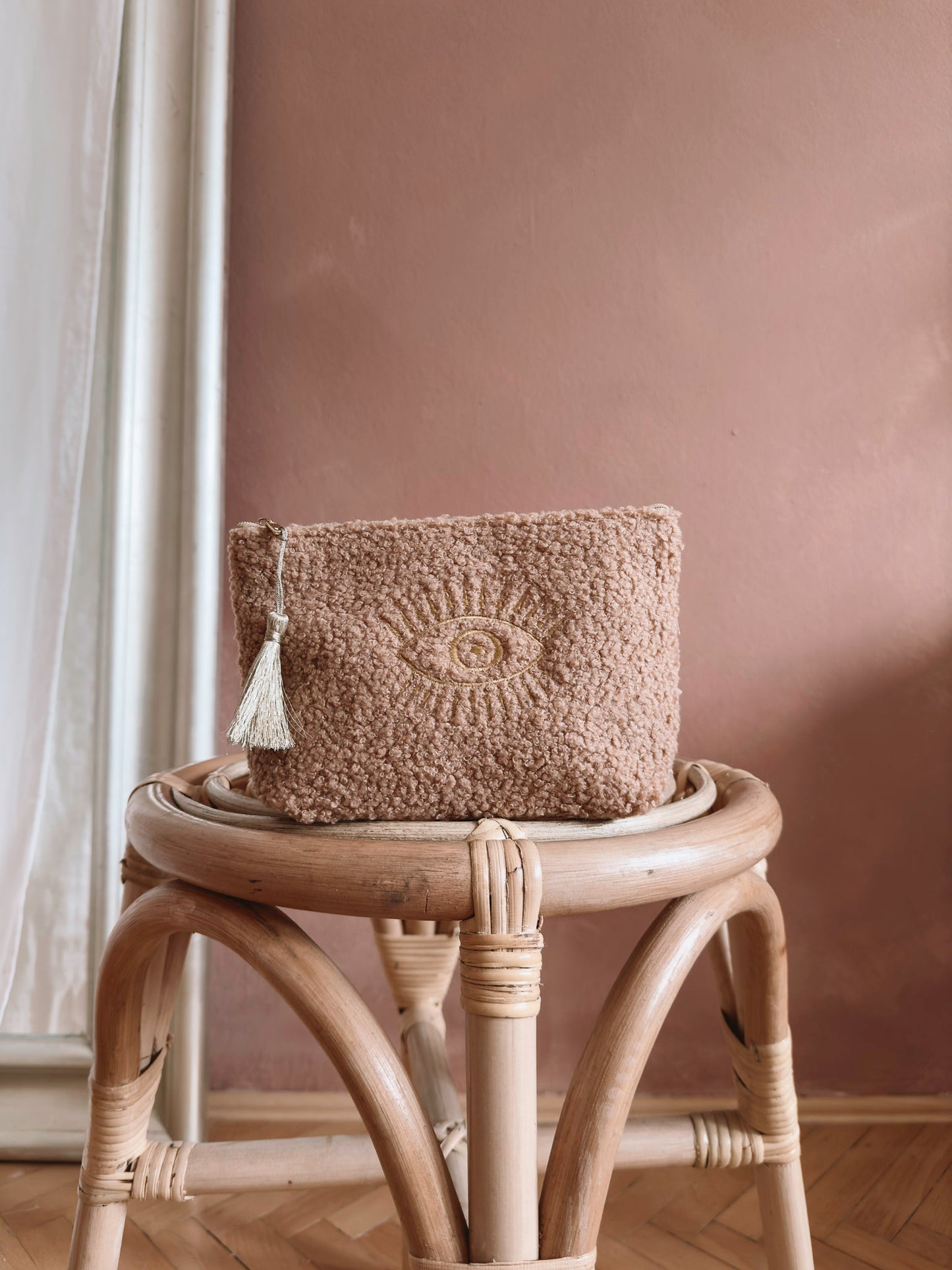 Makeup bag / boucle - tan