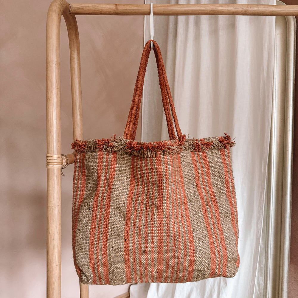 
                      
                        Handwoven striped bag - peach
                      
                    